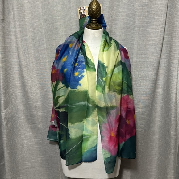 Gorgeous NWT Scarf-Demdaco”ArtLifting”Water Color Vibes Print-Blues/Purple/Green - Picture 11 of 13